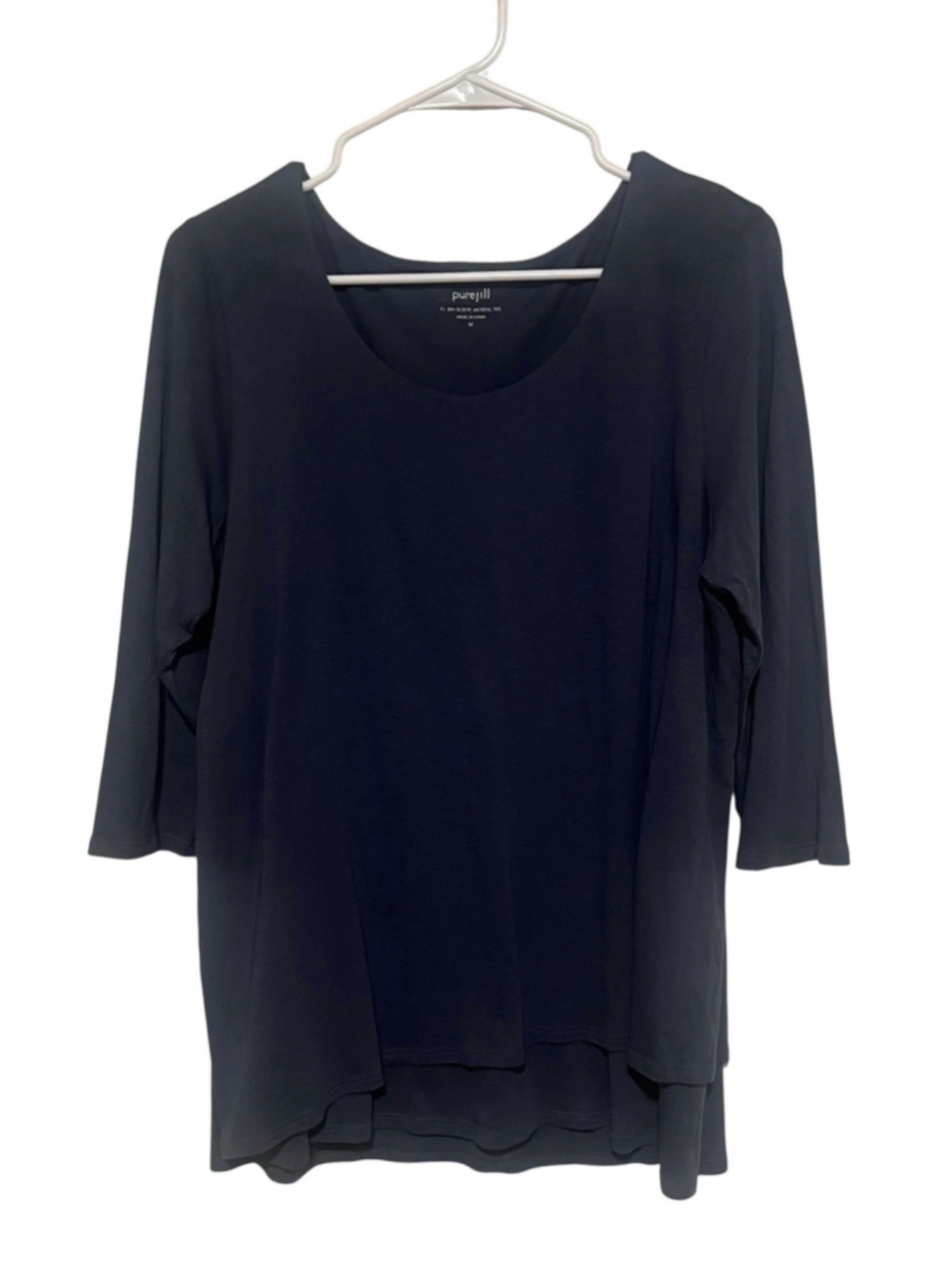 J Jill Pure Jill Artistic Tee Women’s Medium Gray Lightweight Double Hem Tunic